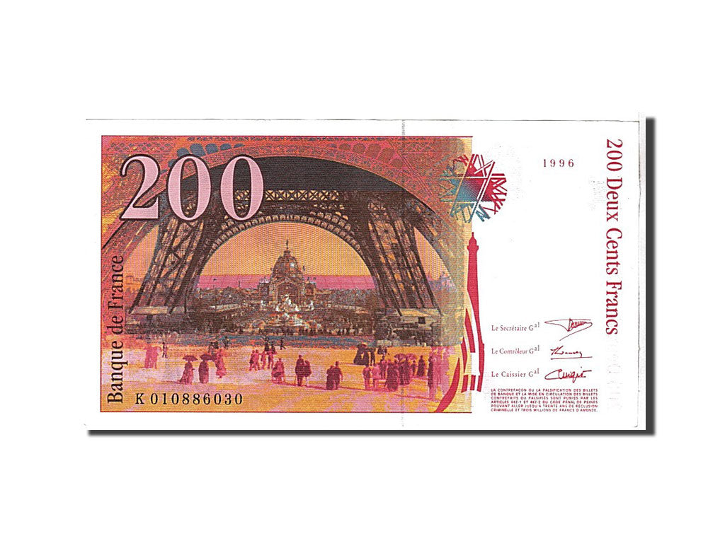 France, 200 Francs, 200 F 1995-1999 ''Eiffel'', 1996, KM #159b, UNC(65-70),...