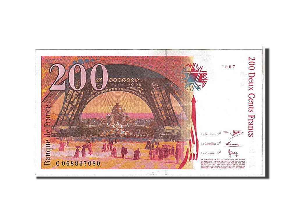 France, 200 Francs, 200 F 1995-1999 ''Eiffel'', 1997, KM #159b, AU(55-58),...