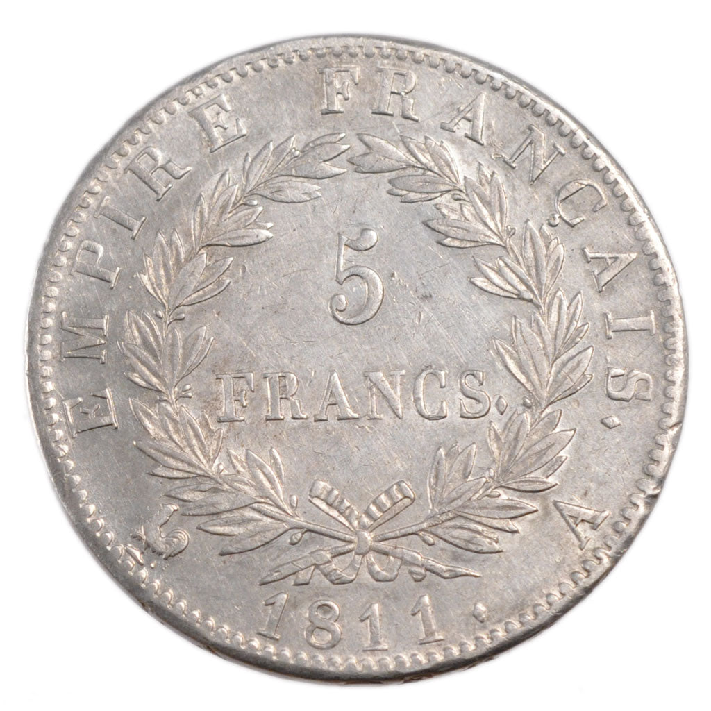 FRANCE, Napoléon I, 5 Francs, 1811, Paris, KM #694.1, AU(55-58), Silver, Gadoury