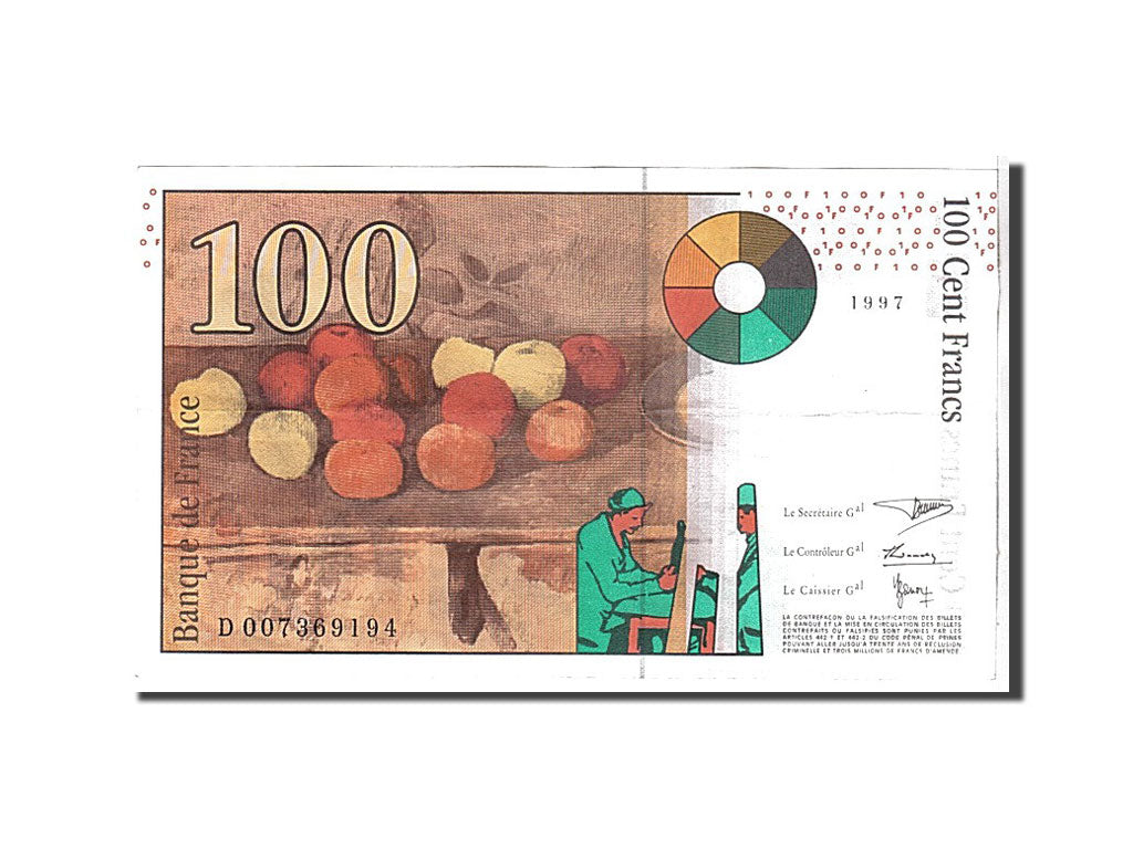 Geldschein, Frankreich, 100 Francs, 100 F 1997-1998 ''Cézanne'', 1997, UNZ-