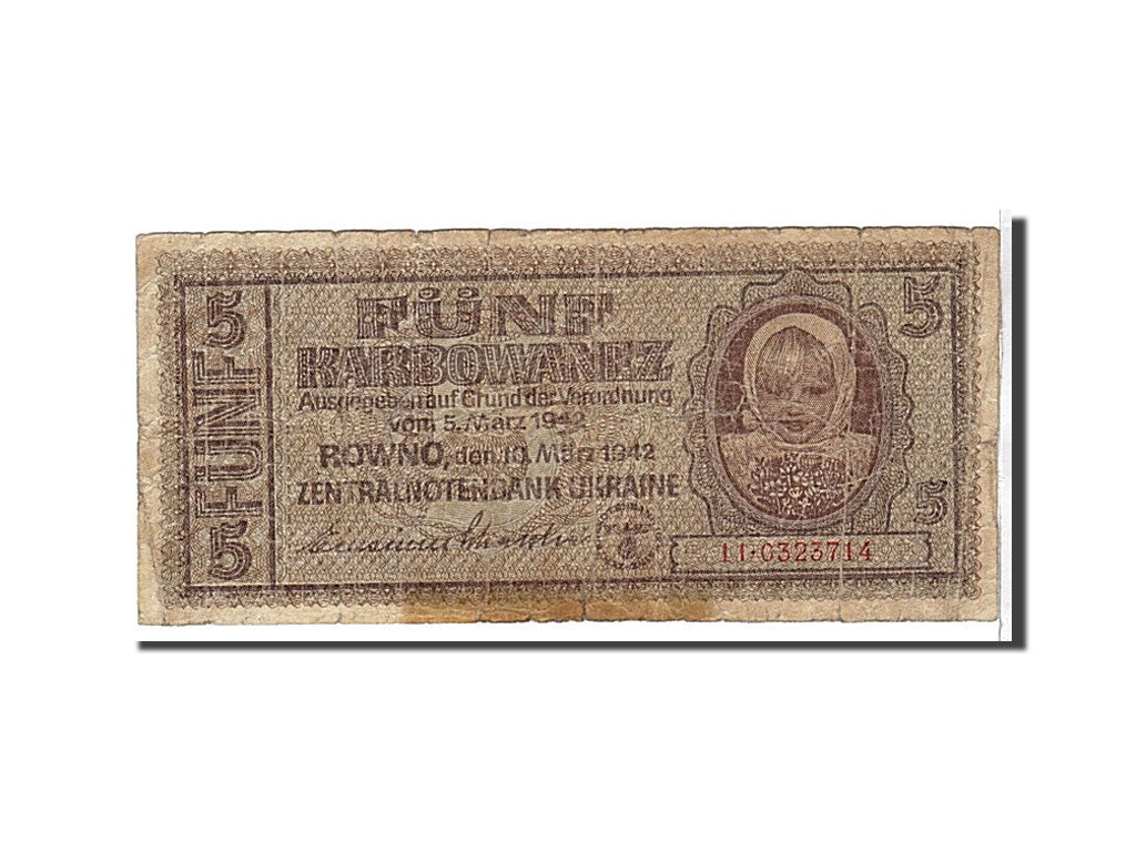 Billete, 5 Karbowanez, 1942, Ucrania, RC