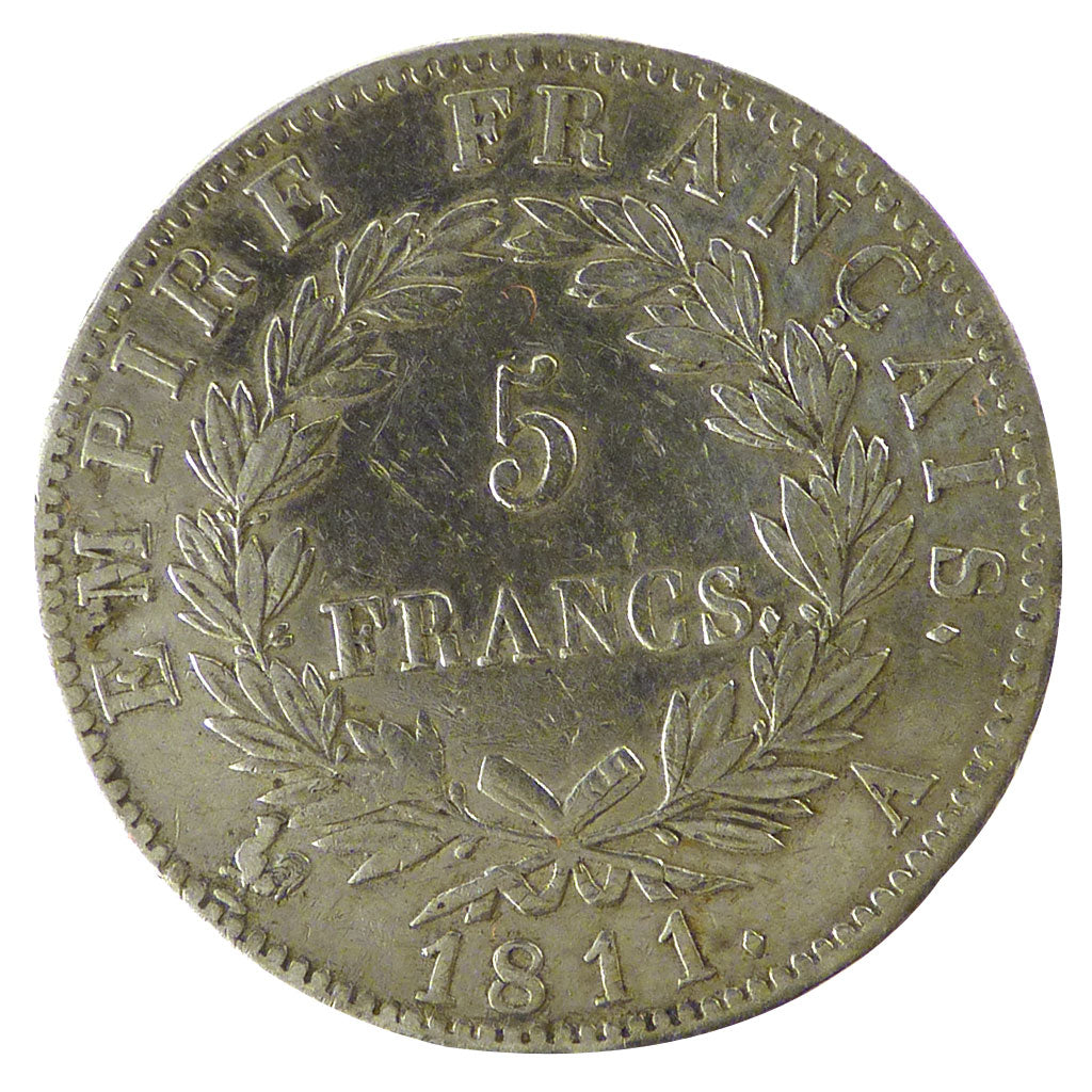 FRANCE, Napoléon I, 5 Francs, 1811, Paris, KM #694.1, EF(40-45), Silver, Gadoury