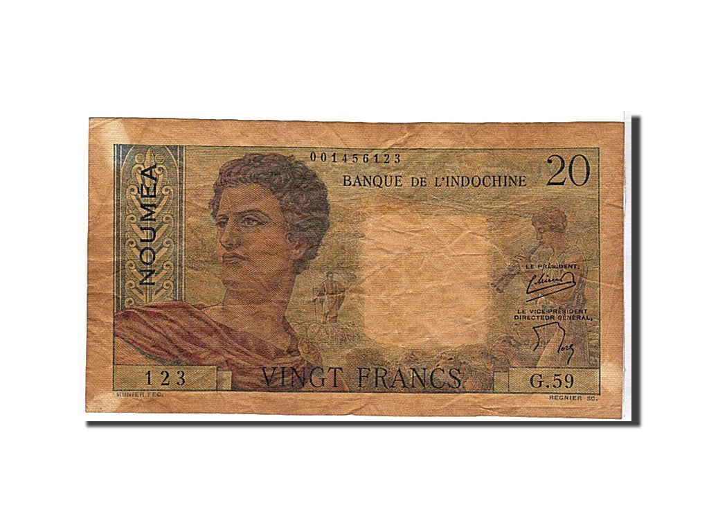 New Caledonia, 20 Francs, 1951, KM #50a, VF(20-25), 123G59