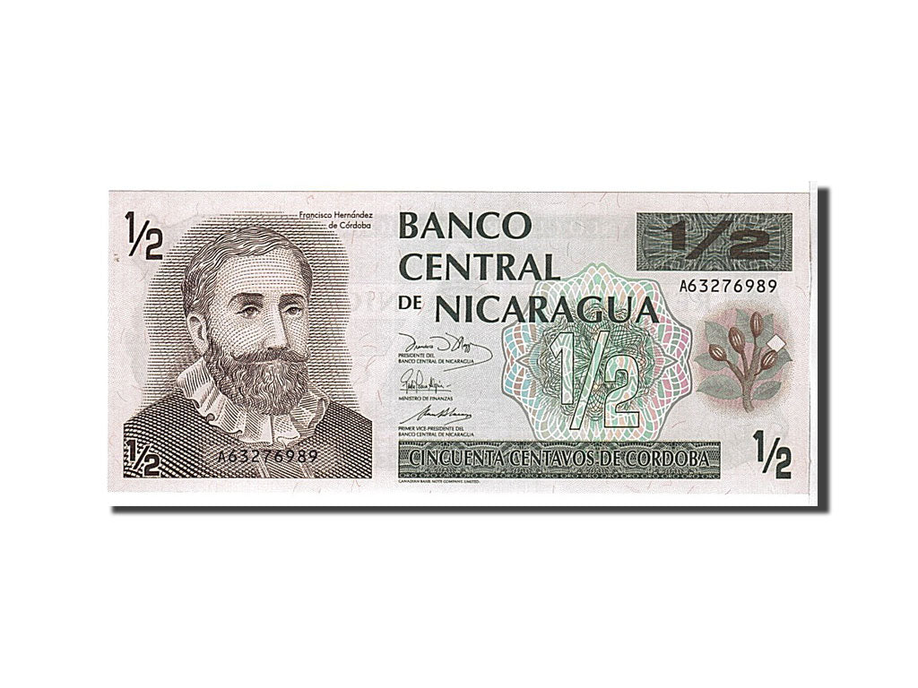 Nicaragua, 1/2 Cordoba type F. H. Cordoba