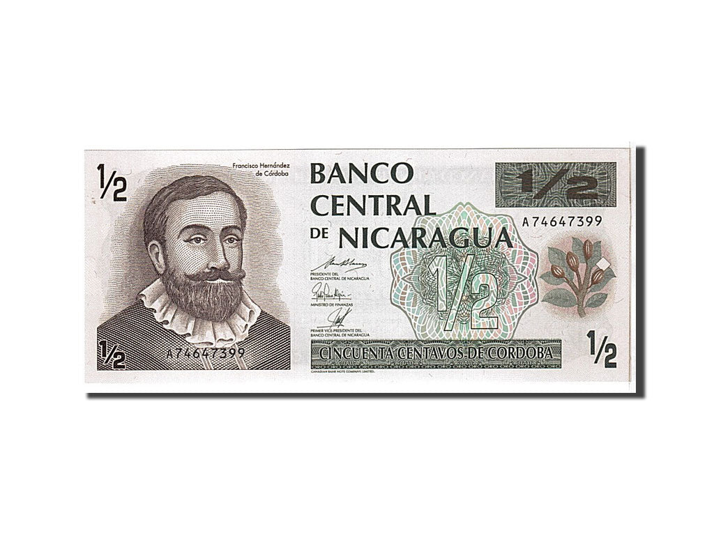 Banknote, Nicaragua, 1/2 Cordoba, 1992, KM:172, UNC(65-70)