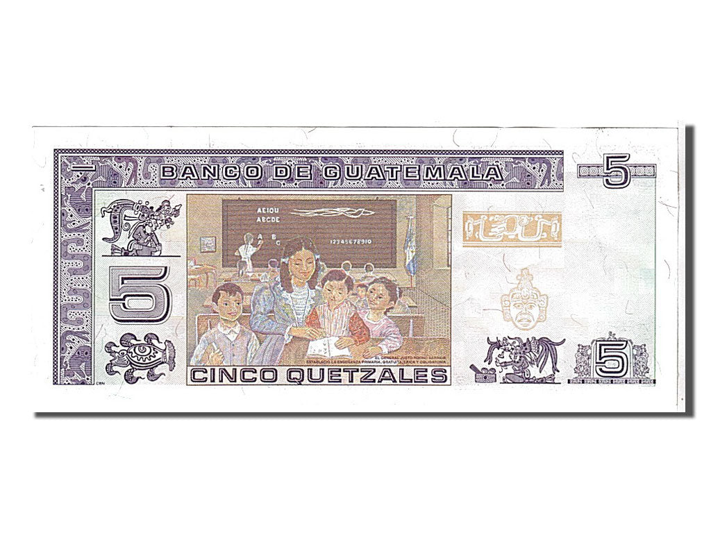Guatemala, 5 Quetzales, 1995, KM #88c, AU(55-58), C08782201A
