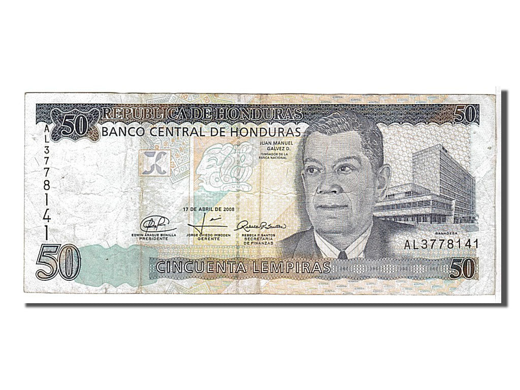Honduras, 50 Lempiras, 2008, KM #94b, VF(20-25), AL3778141