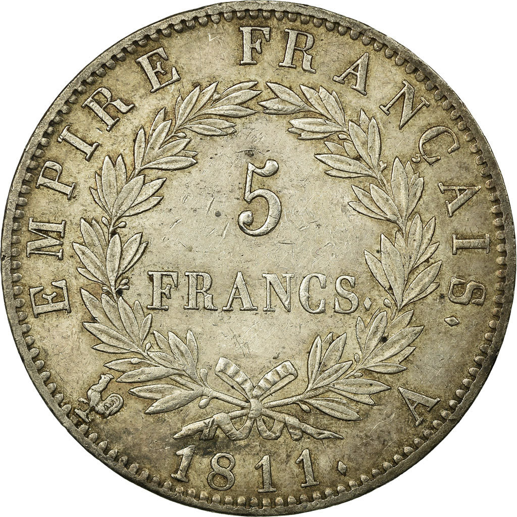 Munten, Frankrijk, Napoléon I, 5 Francs, 1811, Paris, ZF+, Zilver, Gadoury:584