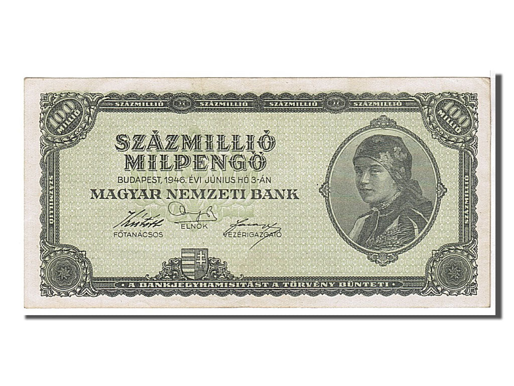 Hungary, 100 Million Milpengö, 1946, KM #130, AU(55-58)