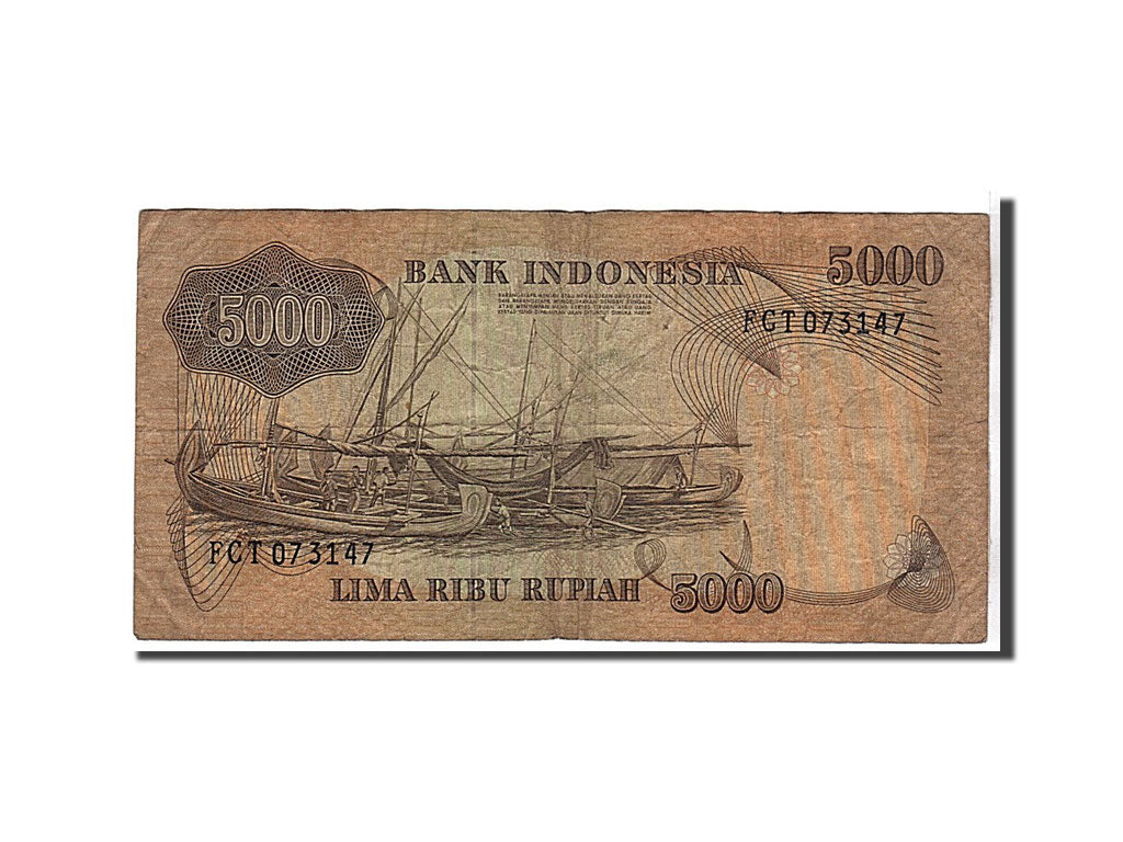 Indonesia, 5000 Rupiah, 1975, KM #114a, VG(8-10), FCT073147