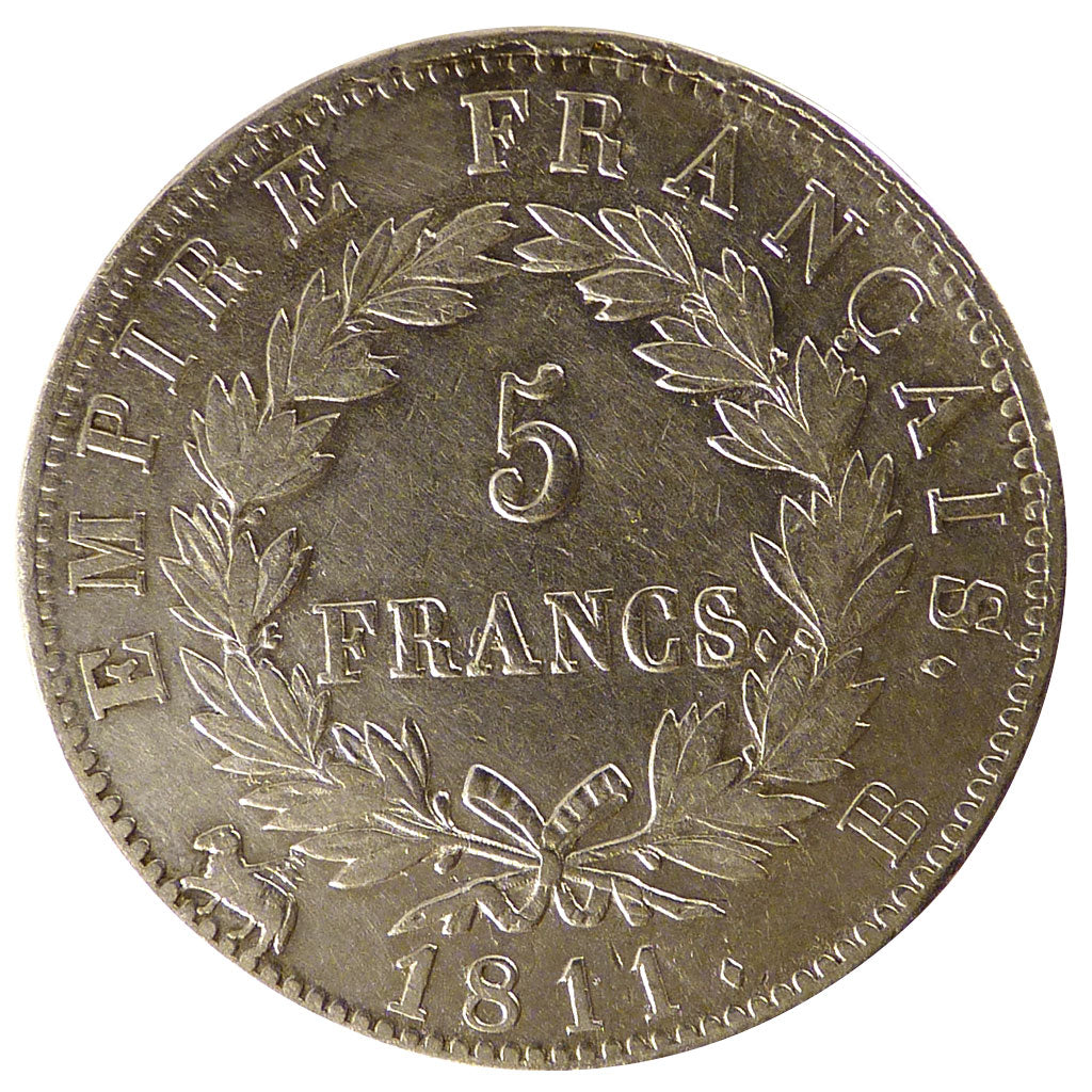 FRANCE, Napoléon I, 5 Francs, 1811, Paris, KM #694.1, EF(40-45), Silver, Gadoury