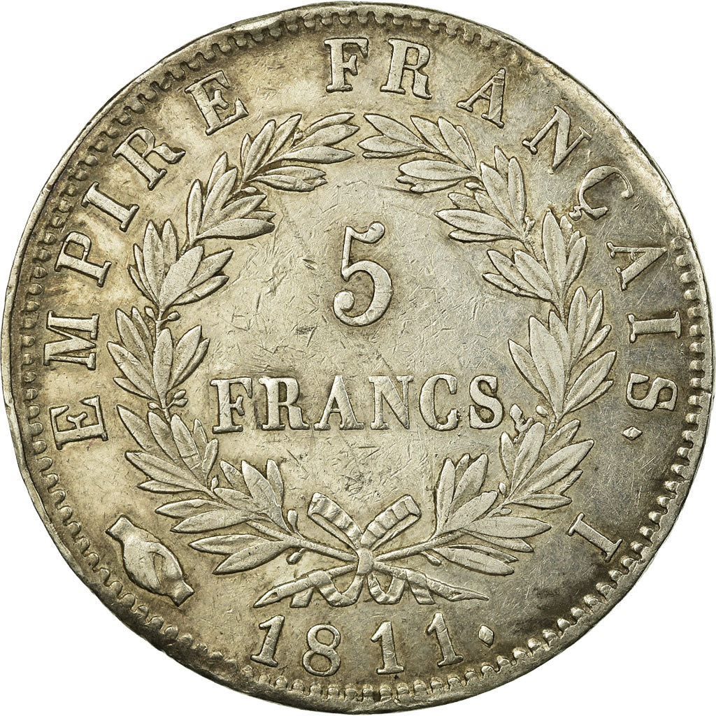 Munten, Frankrijk, Napoléon I, 5 Francs, 1811, Paris, ZF+, Zilver, Gadoury:584