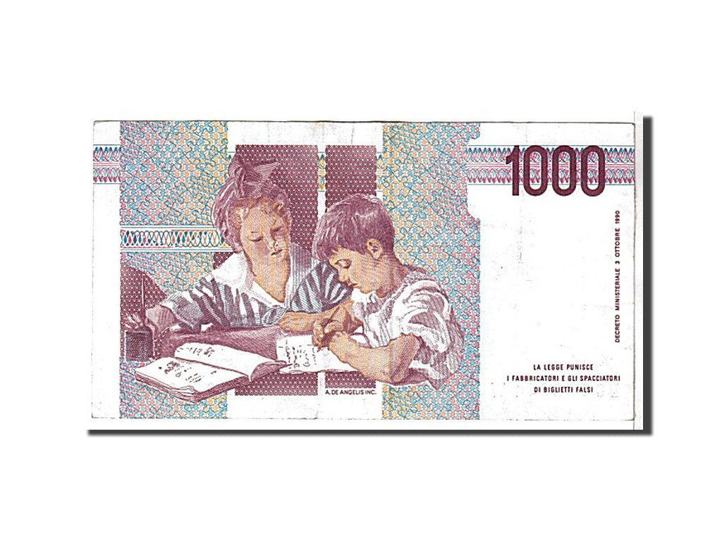 Italy, 1000 Lire, 1990, KM #114a, AU(50-53), DC932344W