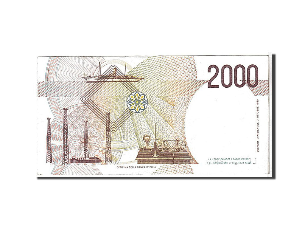 Italy, 2000 Lire, 1990, KM #115, AU(50-53), LB327666L