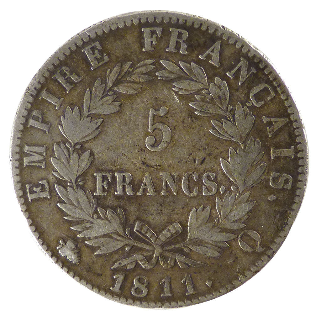 Coin, France, Napoléon I, 5 Francs, 1811, Perpignan, EF(40-45), Silver