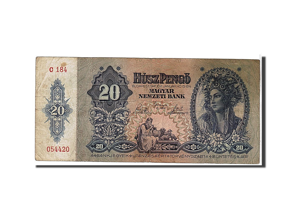 Billet, Hongrie, 20 Pengö, 1941, TB
