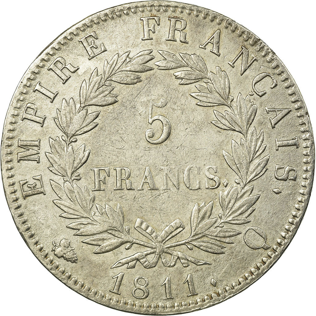Monnaie, France, Napoléon I, 5 Francs, 1811, Perpignan, TTB+, Argent