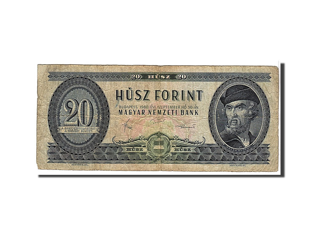 Banknote, Hungary, 20 Forint, 1980, KM:169g, VG(8-10)
