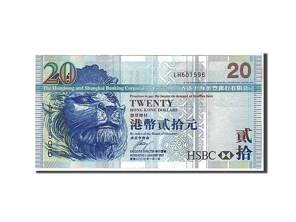 Banknote, Hong Kong, 20 Dollars, 2007, KM:207d, AU(55-58)