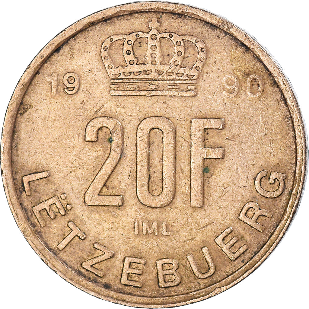 Moneda, Luxemburgo, 20 Francs, 1990