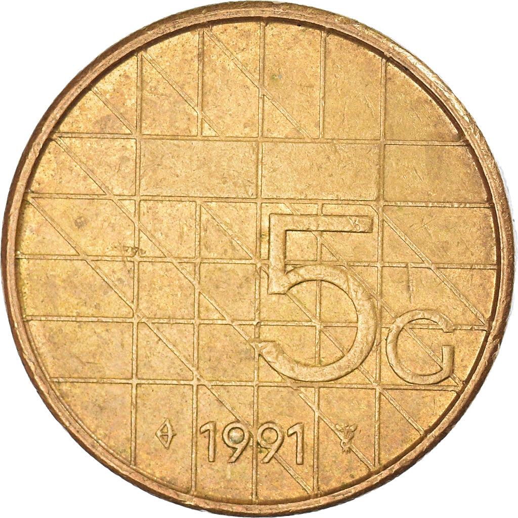 Moneta, Paesi Bassi, 5 Gulden, 1991