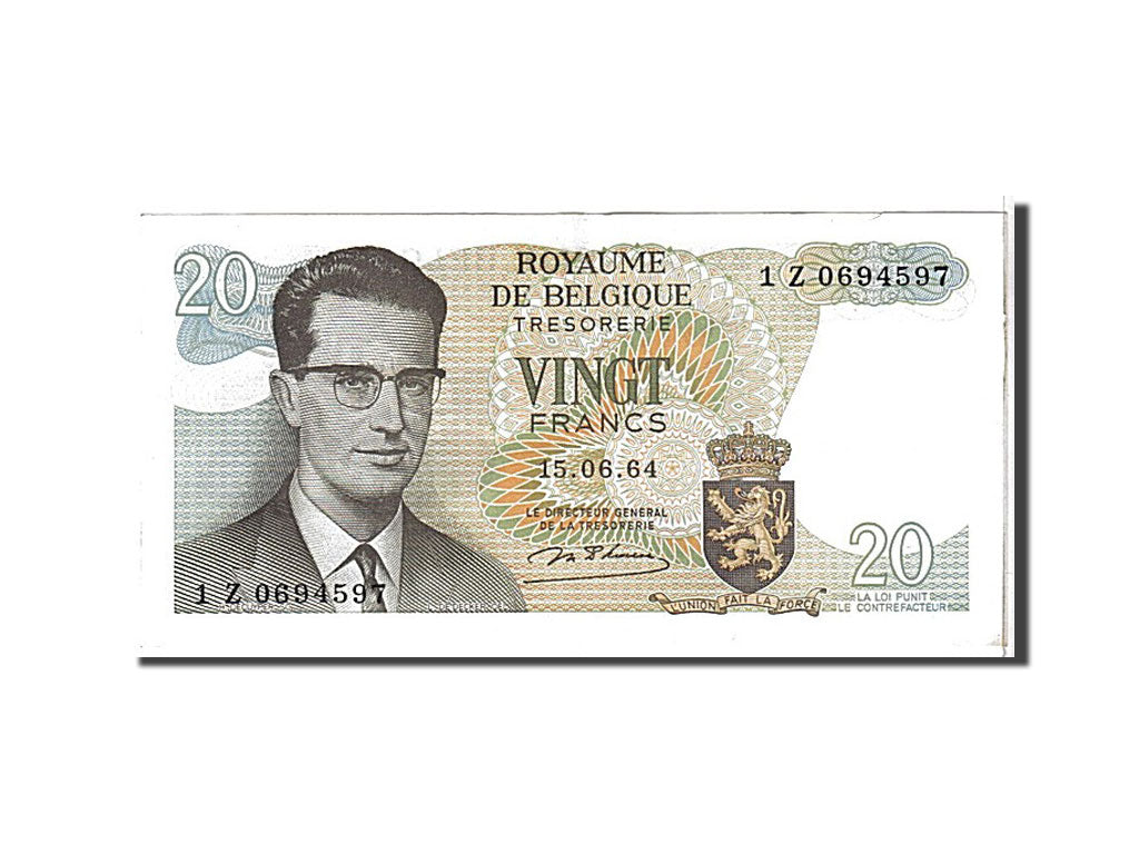 Belgium, 20 Francs, 1964, KM #138, EF(40-45), 1Z0694597