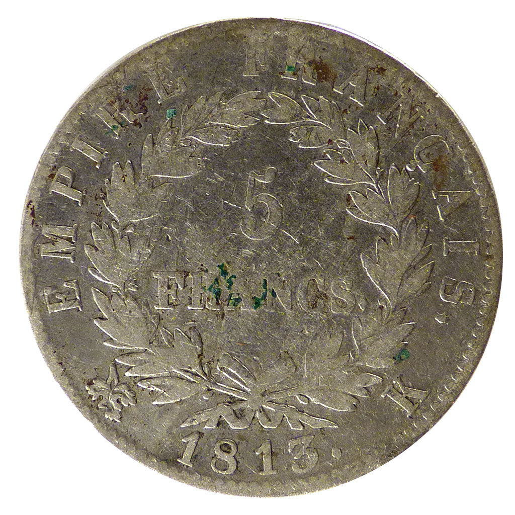 FRANCE, Napoléon I, 5 Francs, 1813, Bordeaux, VG(8-10), Silver, Gadoury #584, 2.
