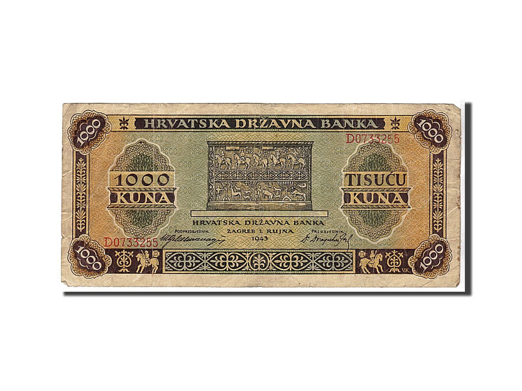 Croatia, 1000 Kuna, 1943, KM #12a, VF(20-25), D0733255