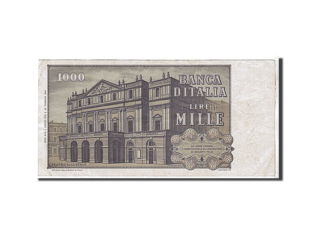 Italy, 1000 Lire, 1969, KM #101a, EF(40-45), SC605546G