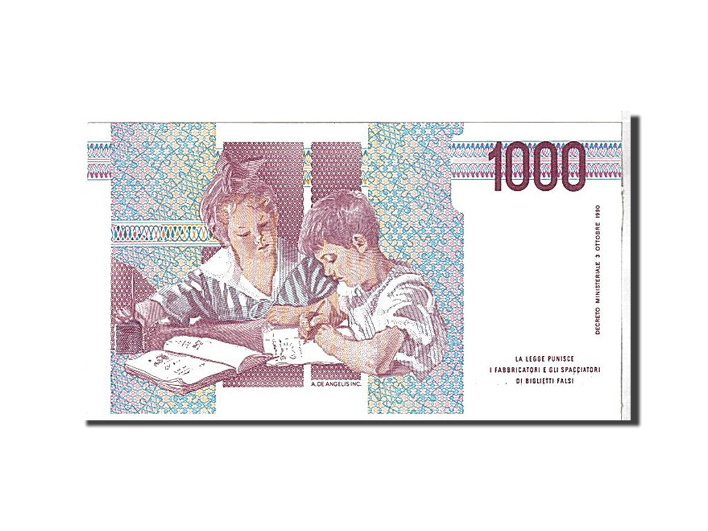 Biljet, Italië, 1000 Lire, 1990, NIEUW