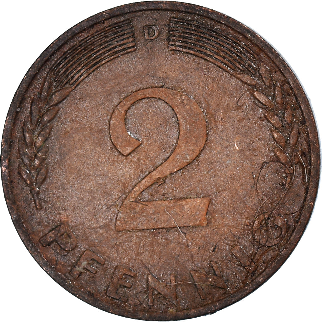 Moneda, ALEMANIA - REPÚBLICA FEDERAL, 2 Pfennig, 1968