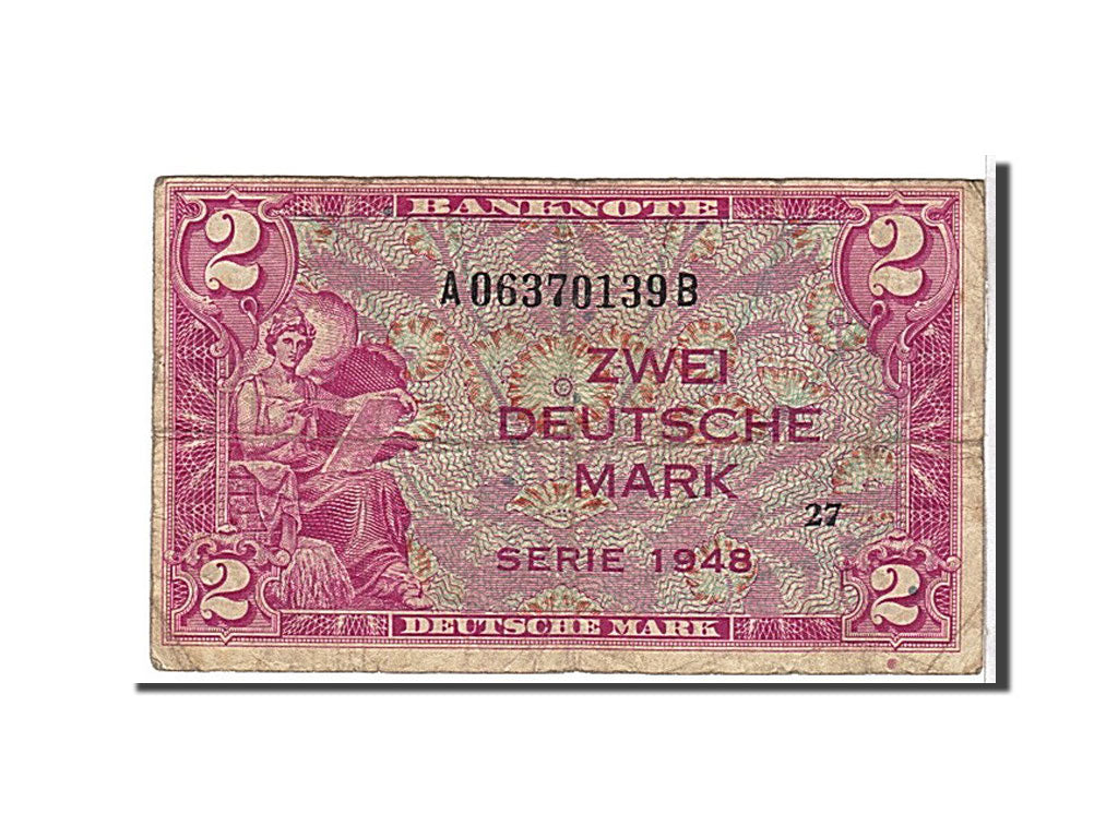Banknote, GERMANY - FEDERAL REPUBLIC, 2 Deutsche Mark, 1948, KM:3a, VF(20-25)