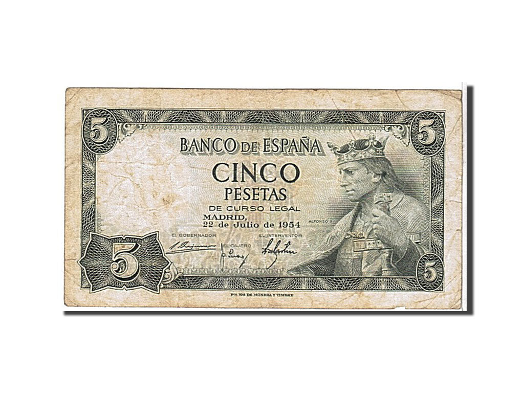 Spain, 5 Pesetas, 1954, KM #146a, VF(20-25), F8381162