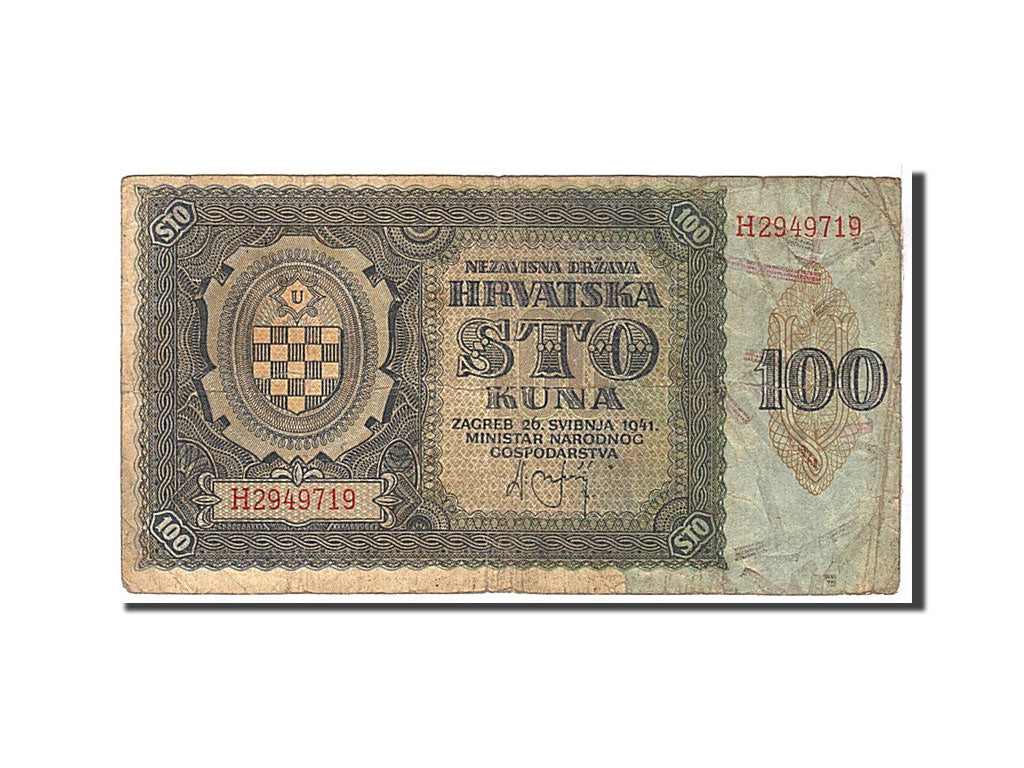 Croatia, 100 Kuna, 1941, KM #2a, VF(20-25), H2949719