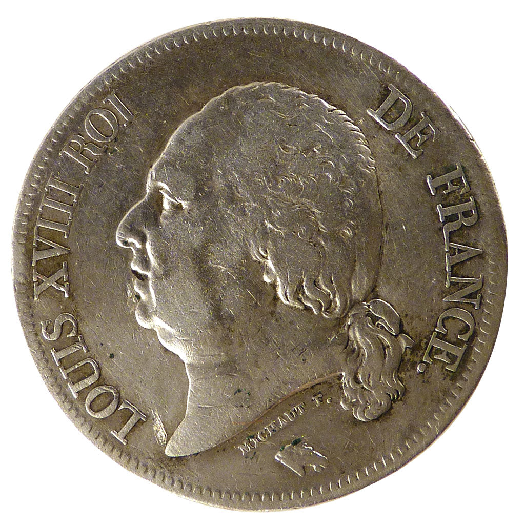 FRANCE, Louis XVIII, 5 Francs, 1821, Paris, KM #711.1, VF(30-35), Silver,...