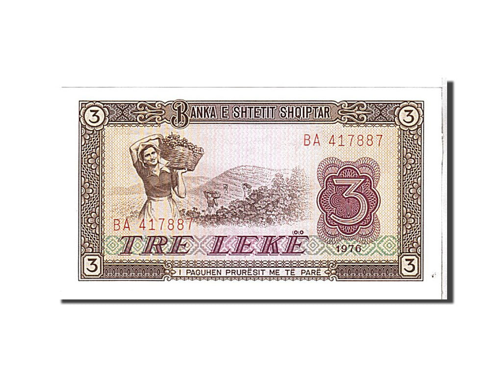 Albania, 3 Lekë, 1976, KM #41a, UNC(65-70), BA417887