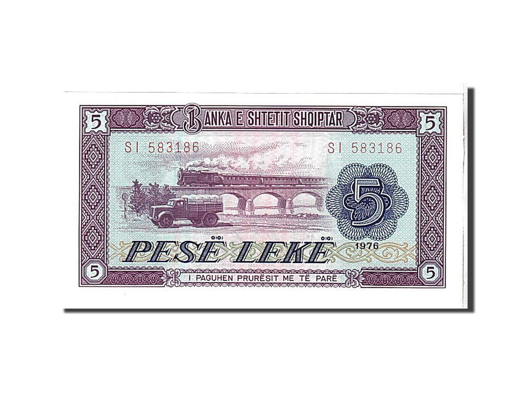 Albania, 5 Lekë, 1976, KM #42a, UNC(65-70), SI583186