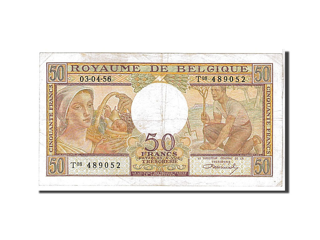 Belgium, 50 Francs, 1956, KM #133b, EF(40-45), T08489052