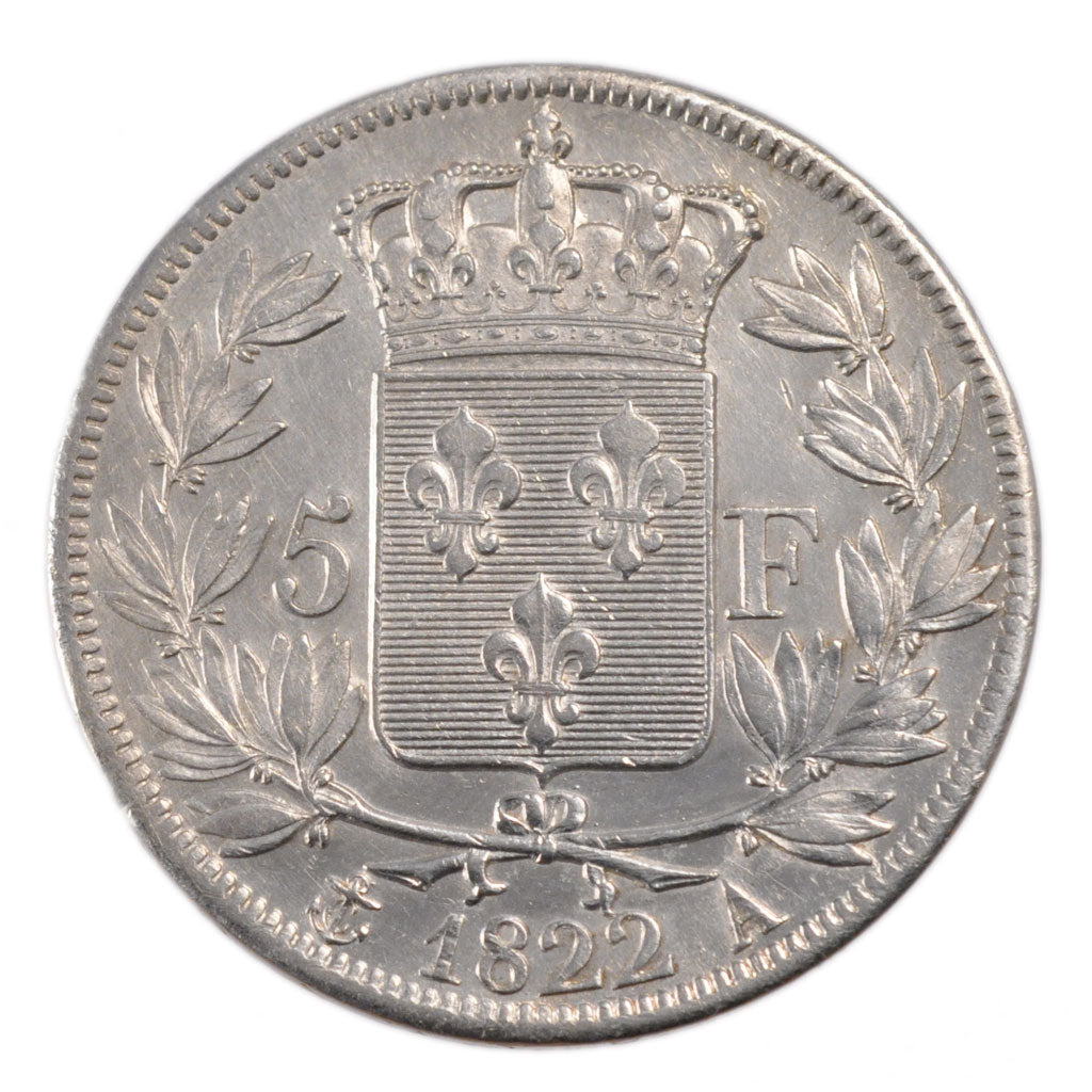 Francia, Louis XVIII, Louis XVIII, 5 Francs, 1822, Paris, SPL, Argento, Gadou...