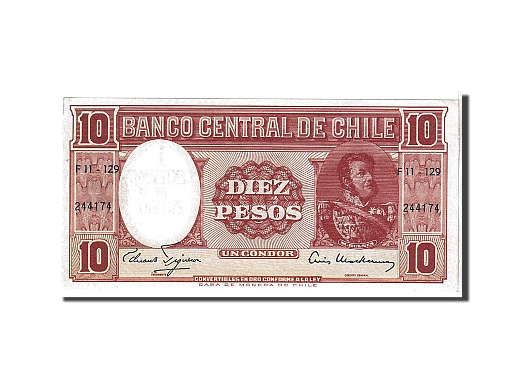 Chile, 1 Centesimo on 10 Pesos, 1960, KM #125, UNC(65-70), F11129244174