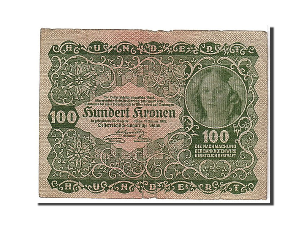 Billete, 100 Kronen, 1922, Austria, KM:77, BC