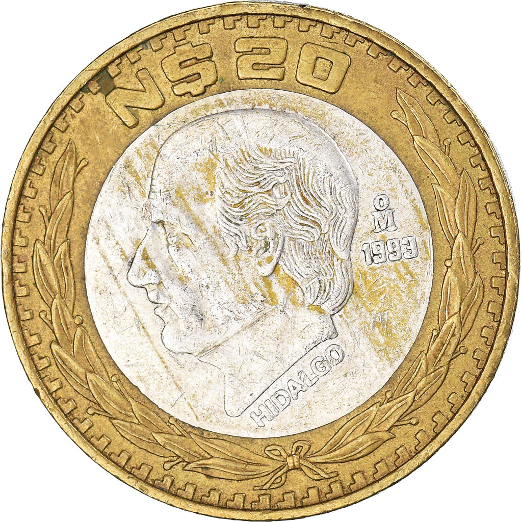 Moneda, México, 20 Nuevo Pesos, 1993