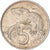 Moneda, Nueva Zelanda, 5 Cents, 1974