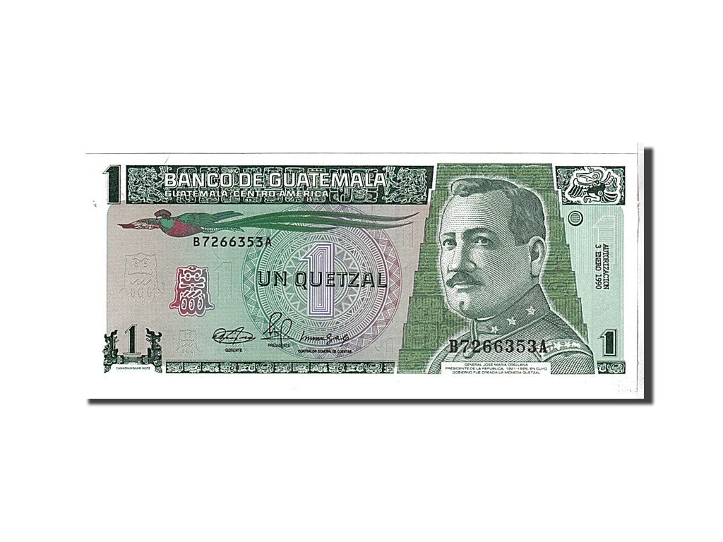 Billete, 1 Quetzal, 1990, Guatemala, KM:73a, UNC
