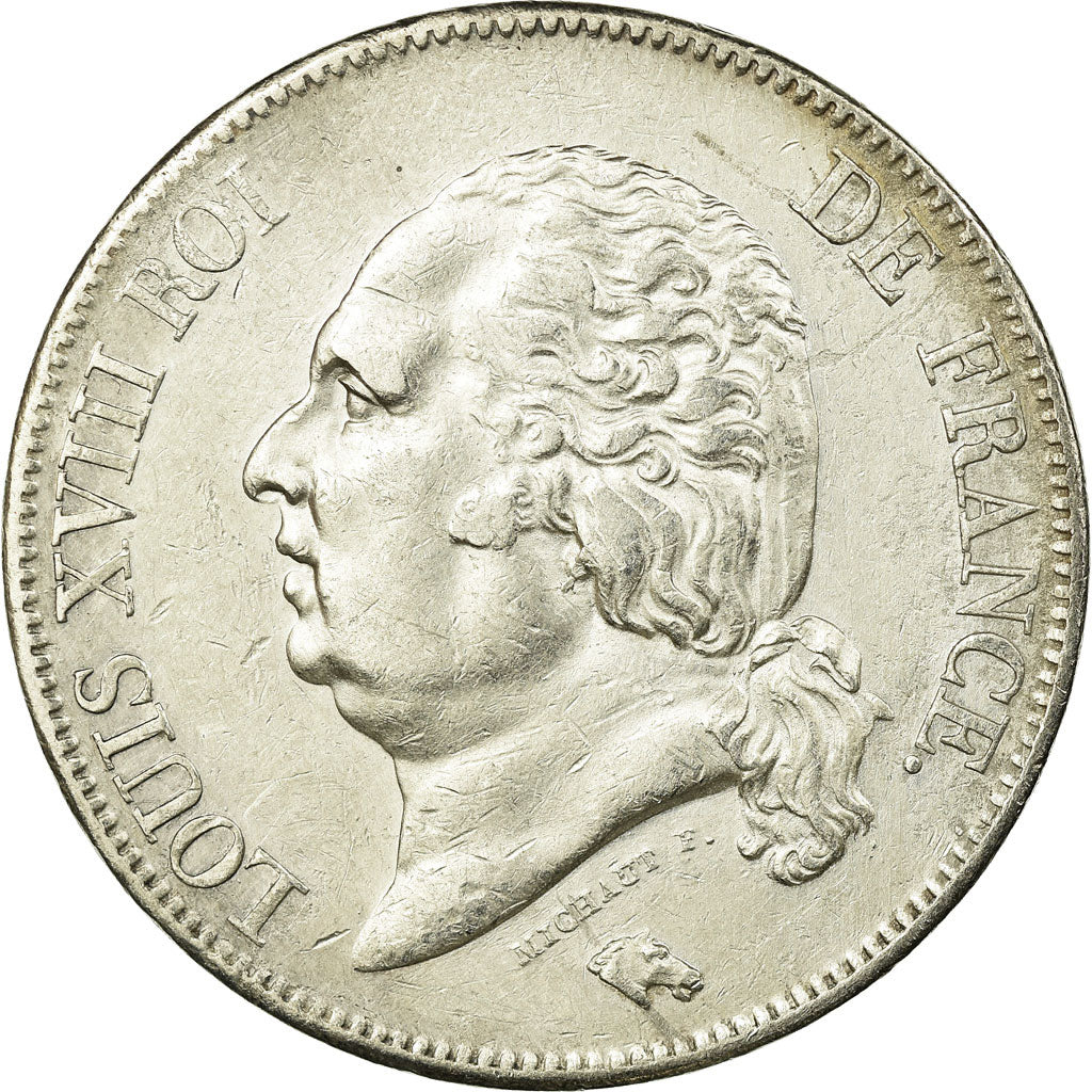 Coin, France, Louis XVIII, Louis XVIII, 5 Francs, 1823, Paris, AU(55-58)