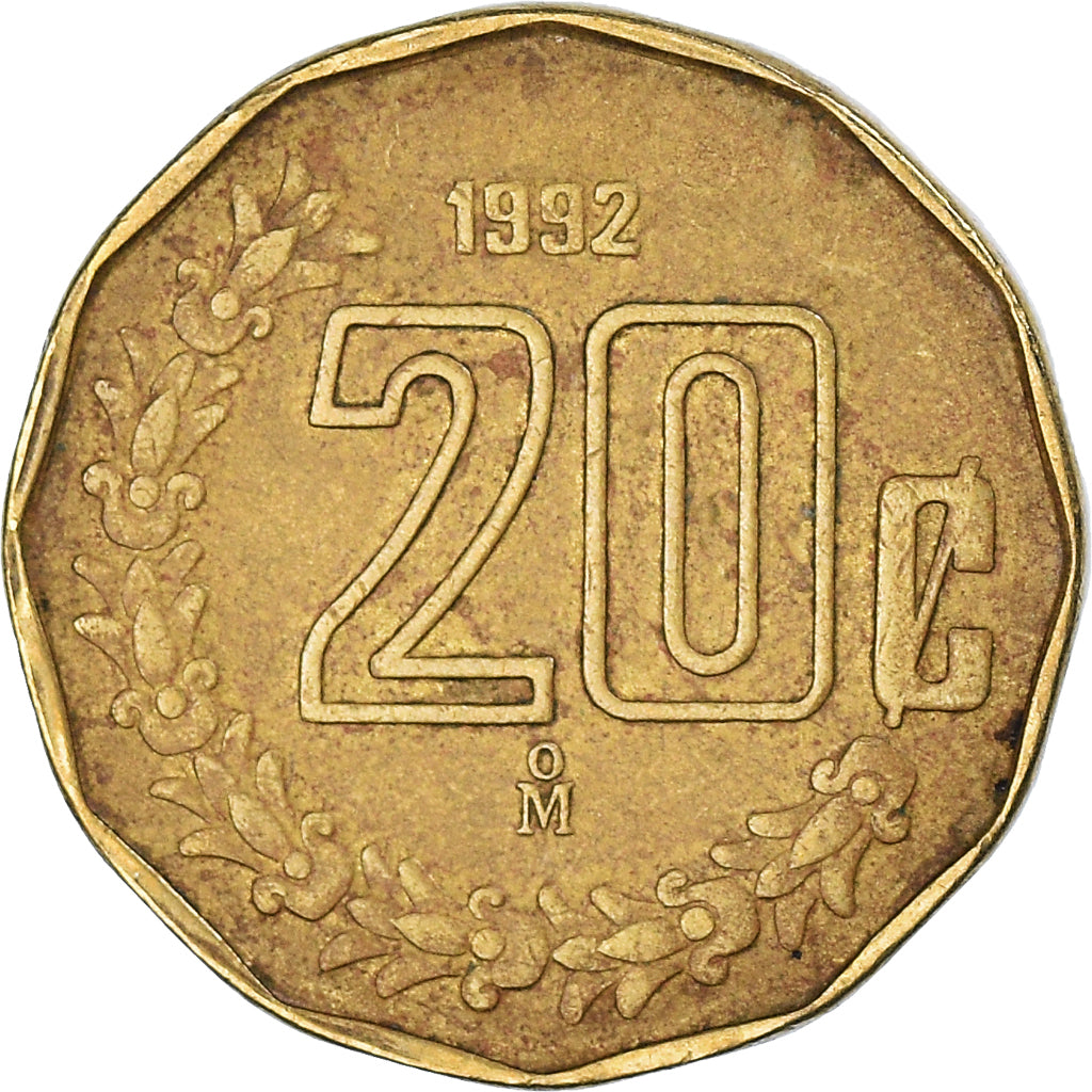 Coin, Mexico, 20 Centavos, 1992