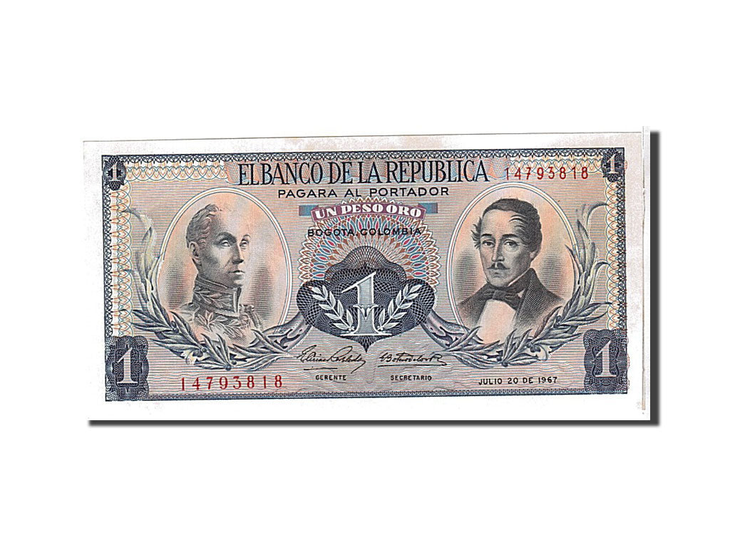 Colombia, 1 Peso Oro, 1967, KM #404d, UNC(65-70), 14793818
