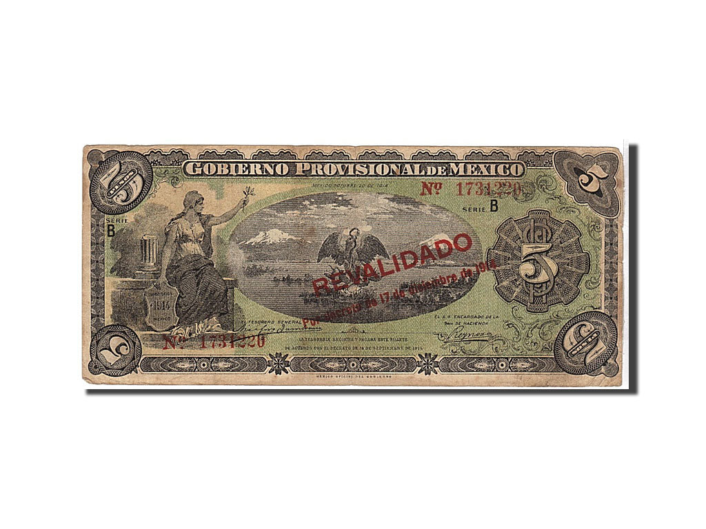 Billete, 5 Pesos, 1914, México - Revolucionario, KM:S1104a, MBC