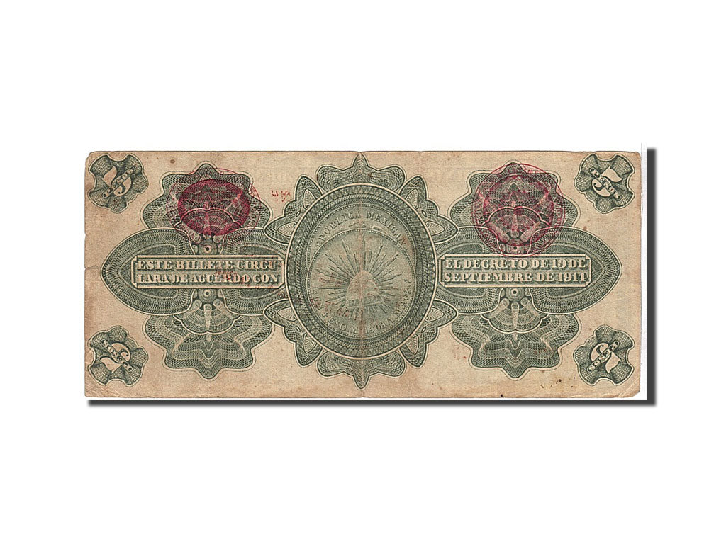 Billete, 5 Pesos, 1914, México - Revolucionario, KM:S1104a, MBC