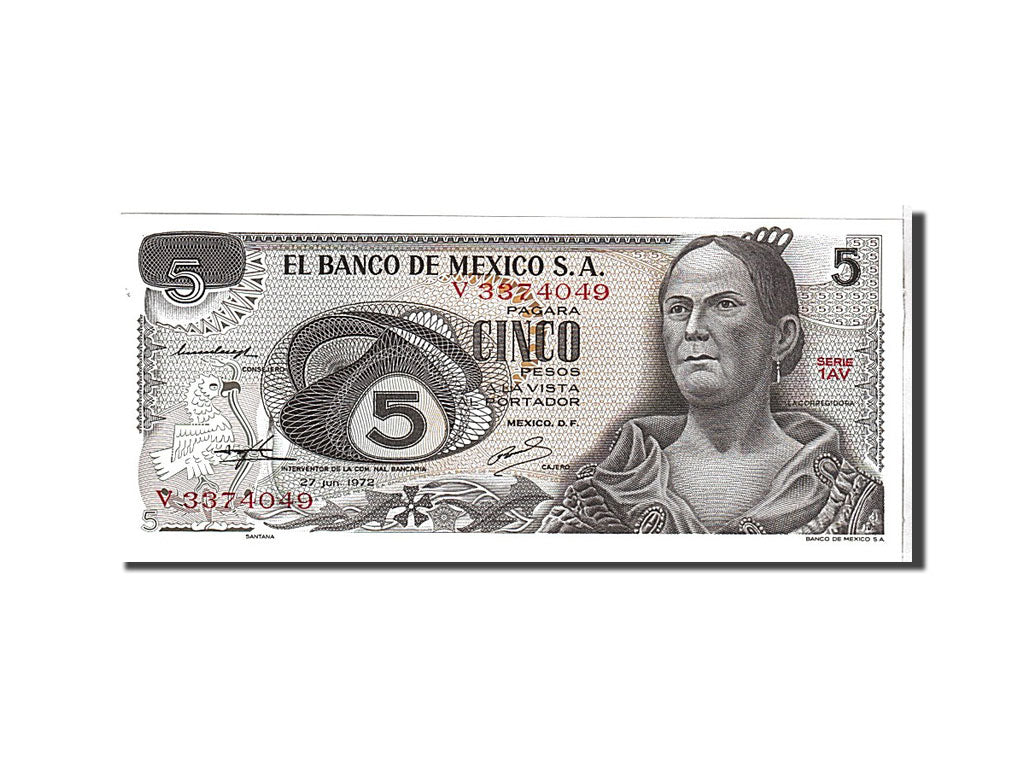 Billete, 5 Pesos, 1972, México, UNC